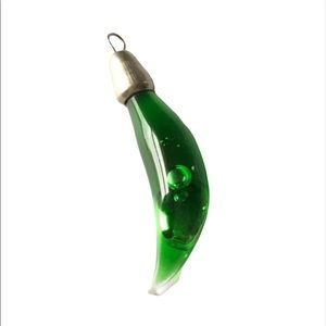 Vintage Glass Green Chili Pepper Pendant